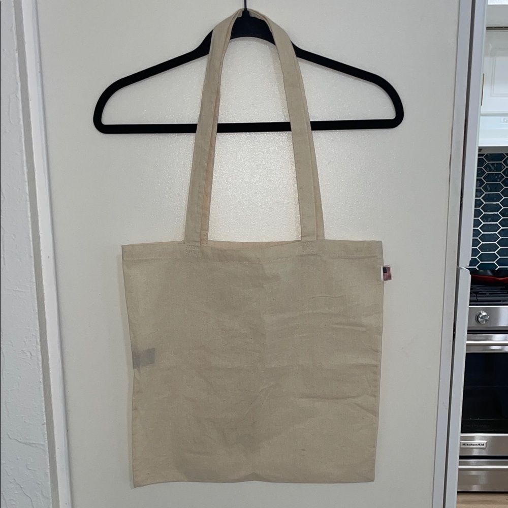 Brandy Melville Cream Canvas Tote with American Flag emblem | OS